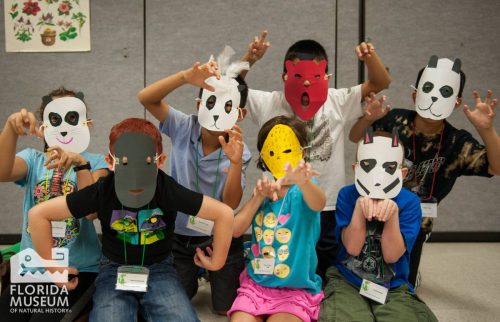 kids wearing animal masks