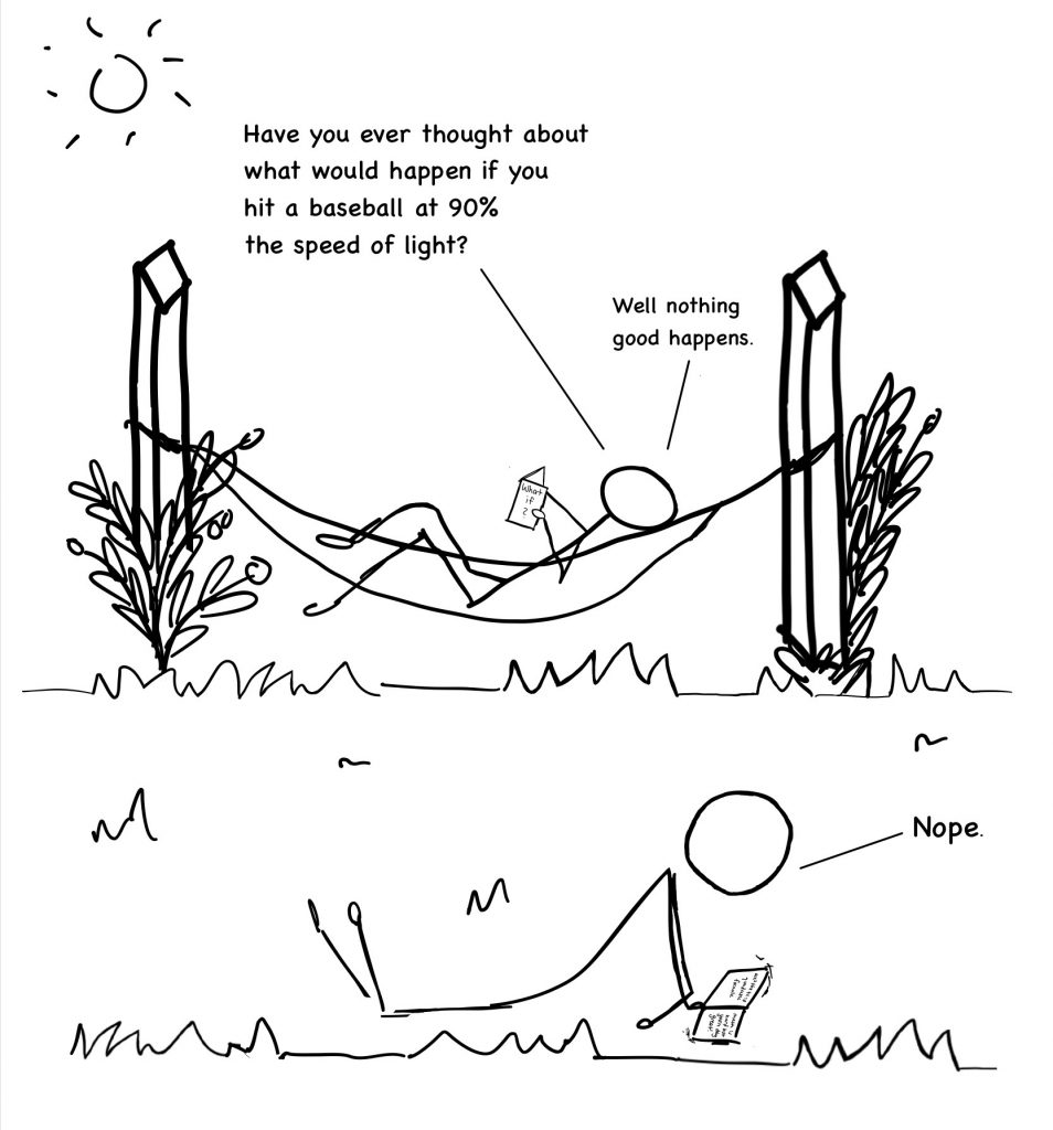 Cartoon drawing of character in hammock