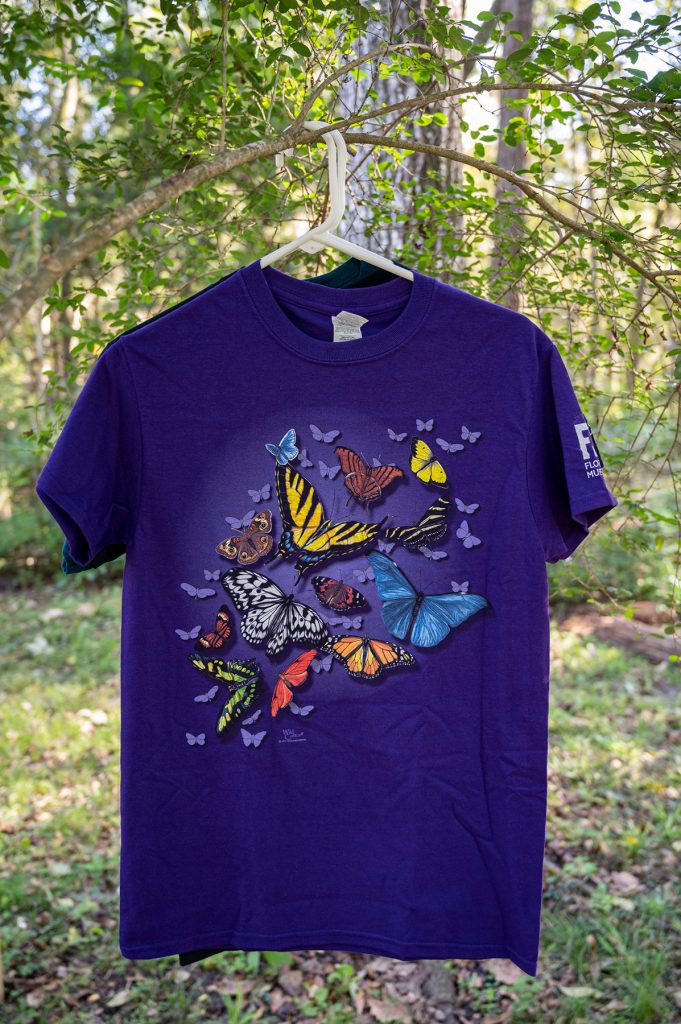 t-shirt printed with butterflies