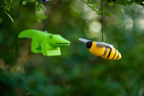 wooden alligator and bee ornament