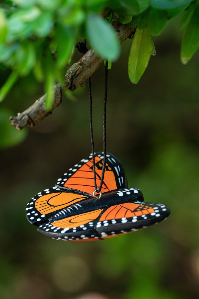 wooden orange butterfly ornament