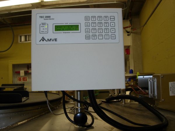 A computer monitors and regulates the freezer nitrogen level. (c) Photo by Jeff Gage.