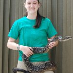 Rachel Keeffe holding a snake. 