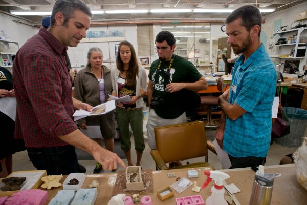 Jason Bourque demonstrates how molds are made