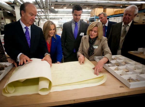 Kathleen Deagan shows the Fraser family maps