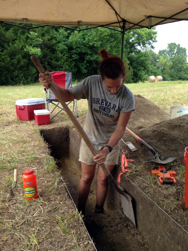 Anthropology student Kristen Hall digs during the summer 2015 excavation