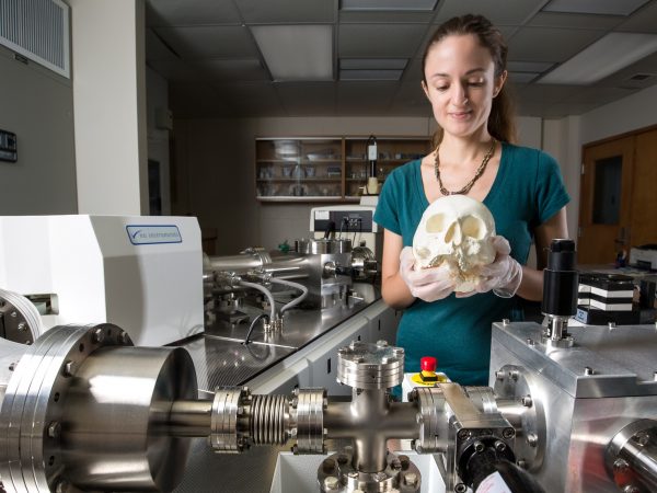 Ashley Sharpe holding skull