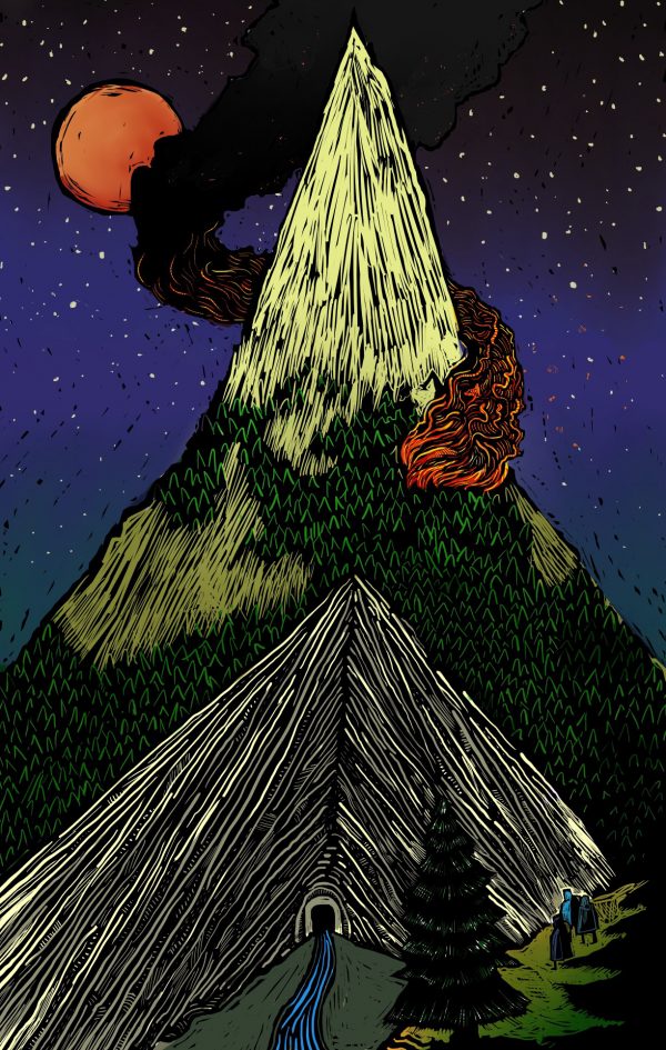 illustration of the lonely mountain from The Hobbit