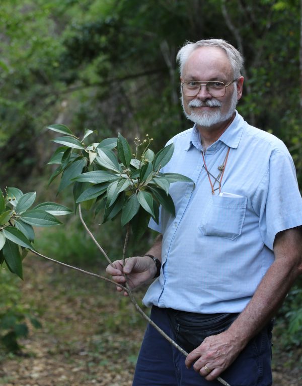 Walter Judd holding a branch