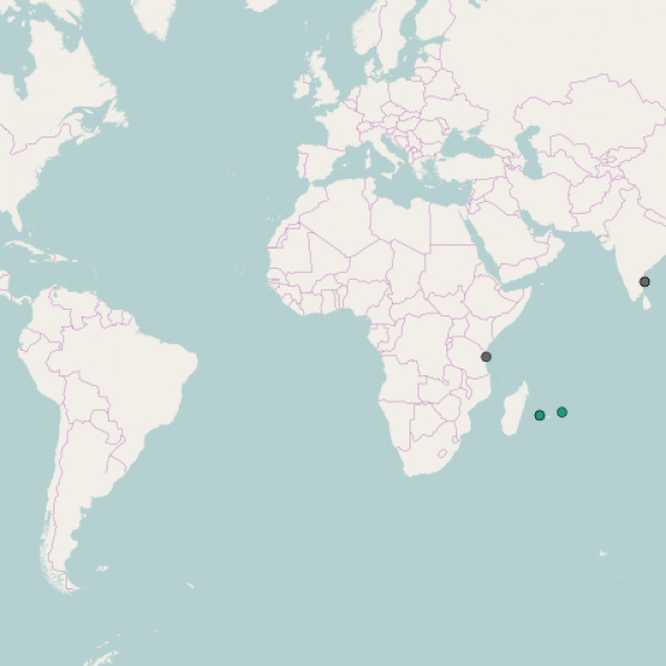 map showing multiple lionfish collected globally