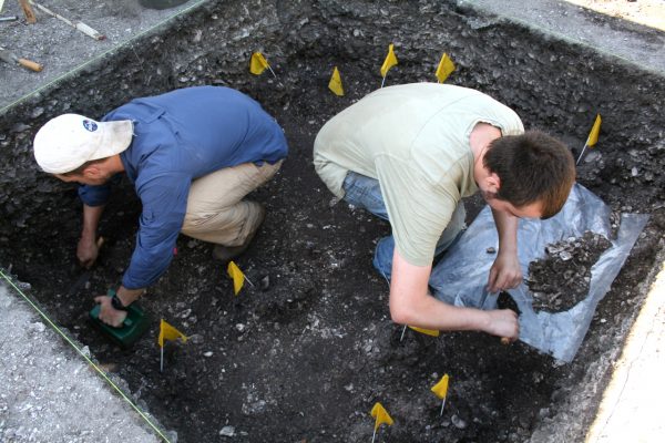 Students excavating