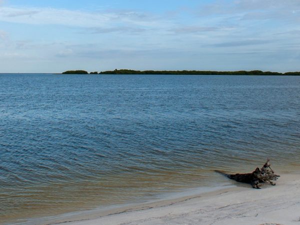 beach overlooking distant island