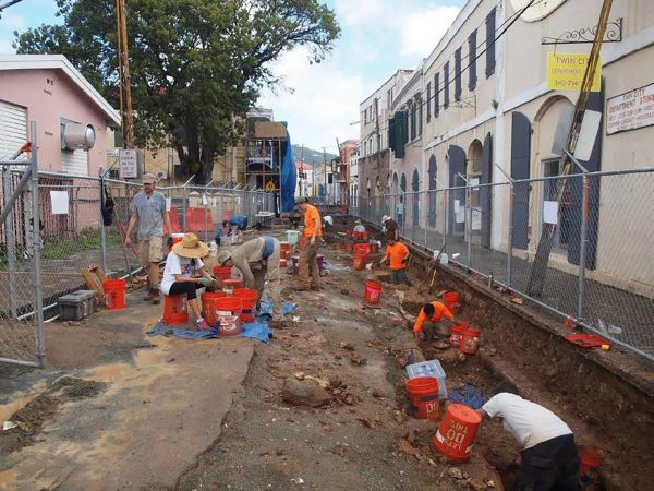 Archeologists at the St. Thomas excavation site