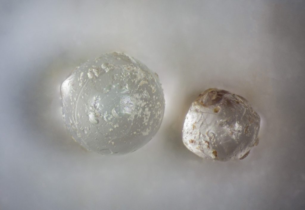 two glass spheres