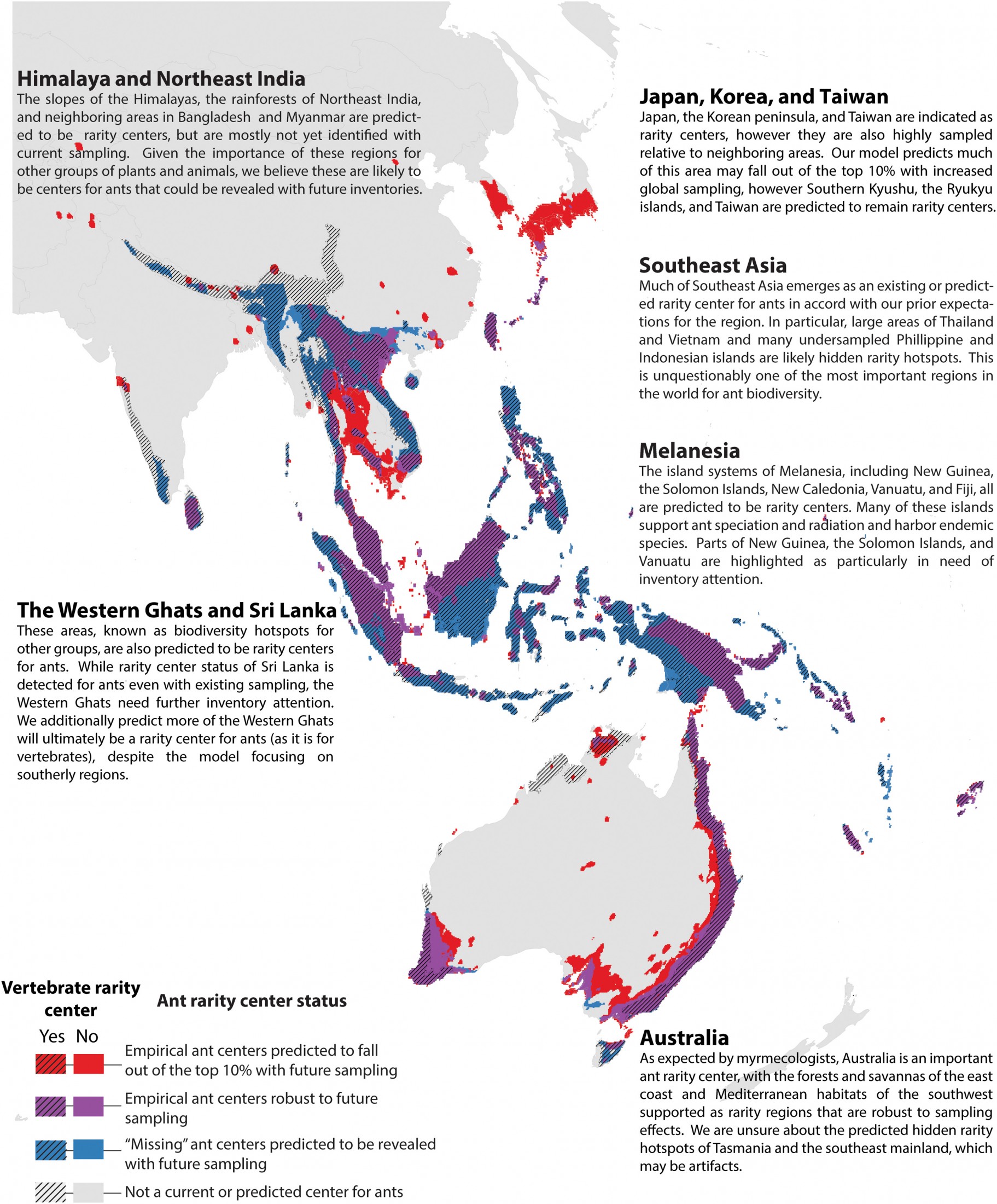Map highlighting ant diversity in Eurasia and Australia