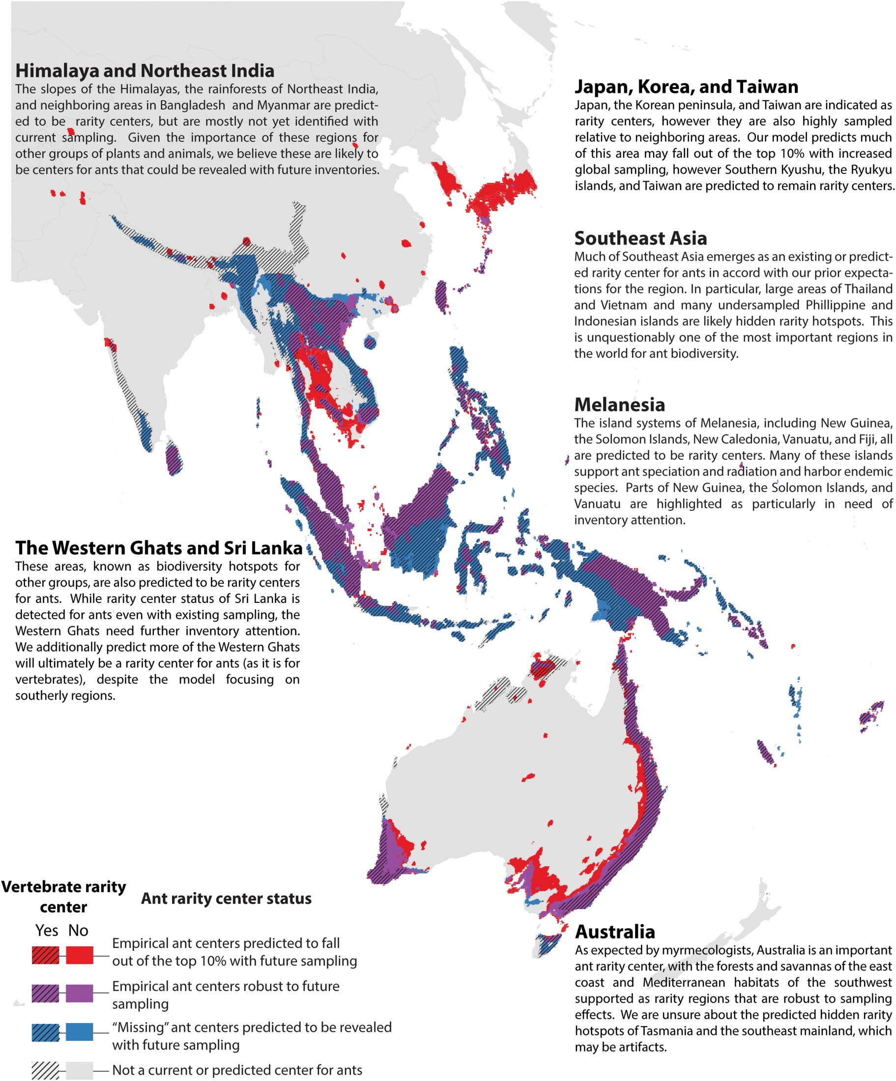 Map highlighting ant diversity in Eurasia and Australia