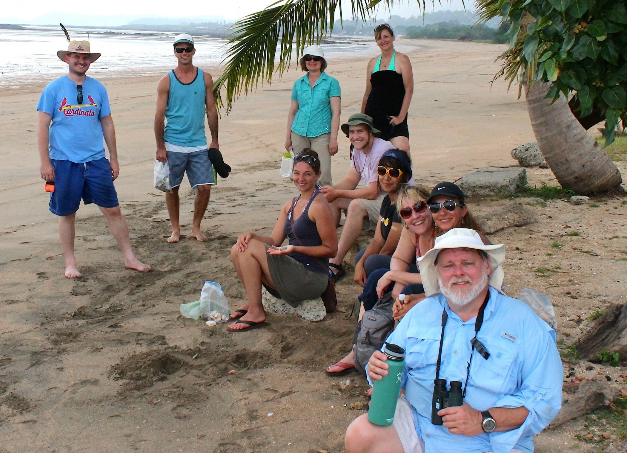 Group of people sitting on a beach