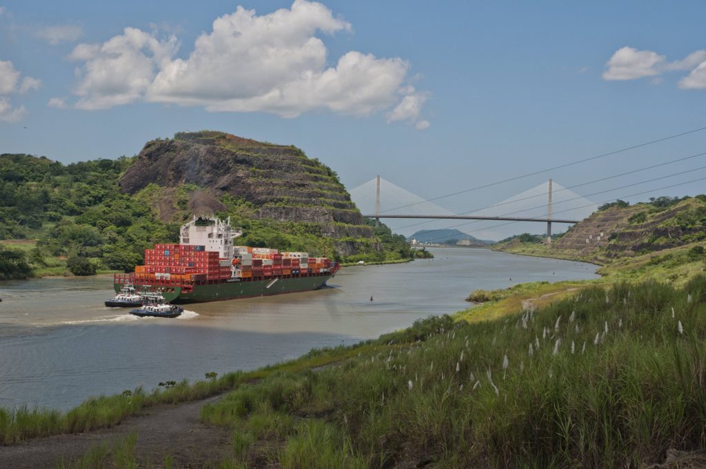 Container ship in the Panama Canal