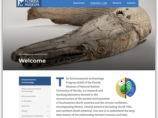 Environmental Archaeology webpage screenshot