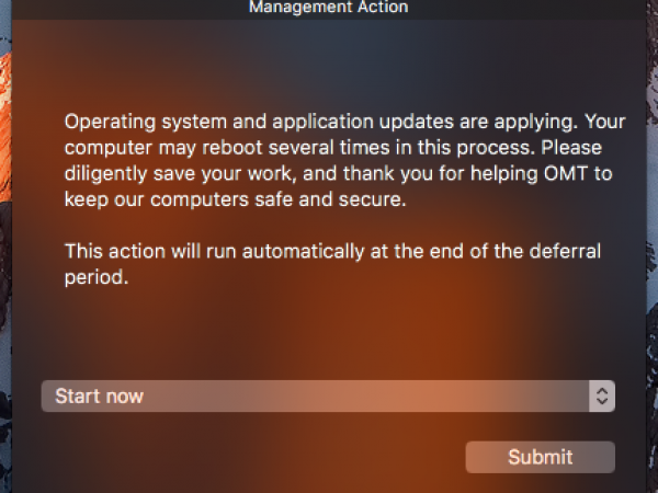 Operating system and application updates are applying.