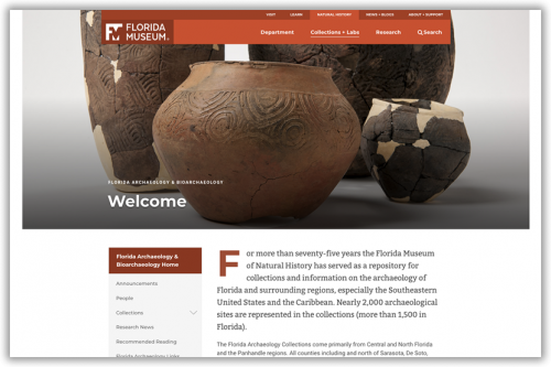 Florida Archaeology collection homepage screenshot
