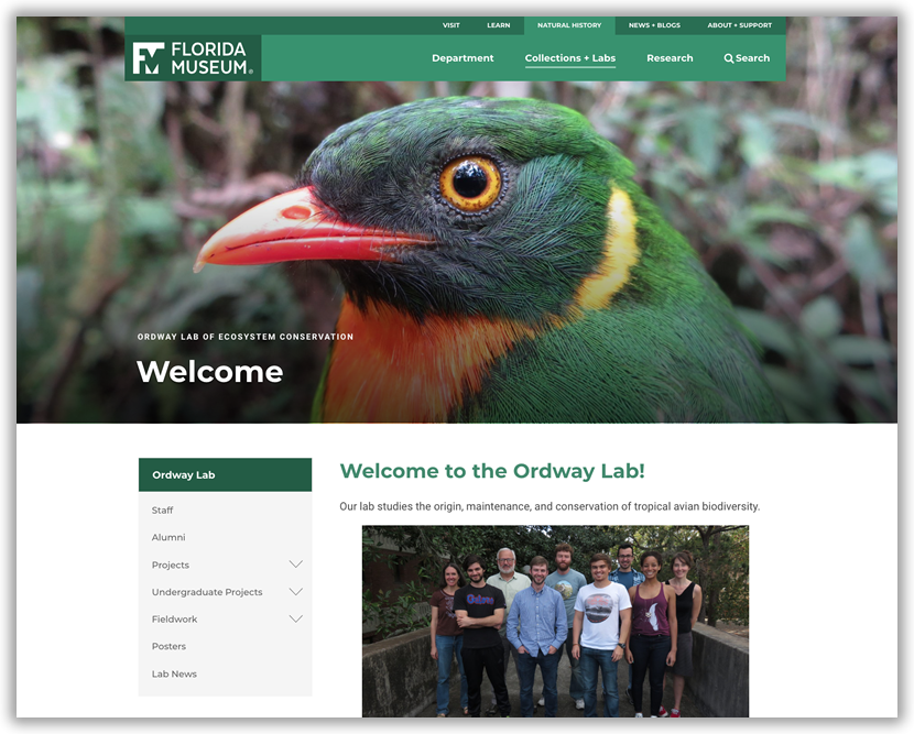 Ordway Lab website screenshot