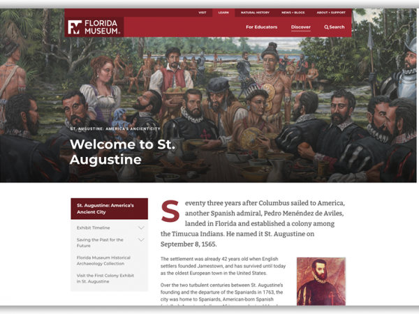 screenshot of St. Augustine website homepage
