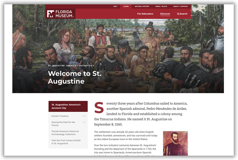 screenshot of St. Augustine website homepage