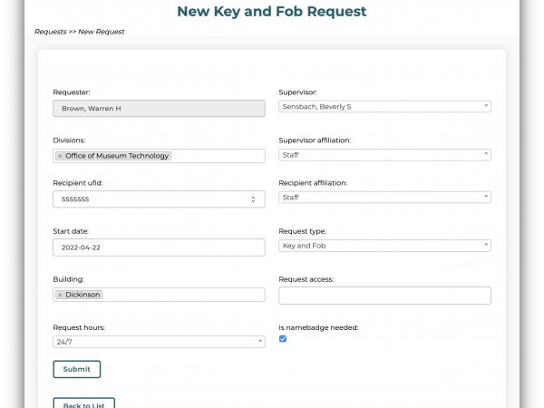 Key Fob Request Form
