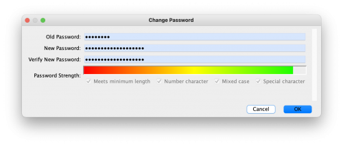 Specify change password form