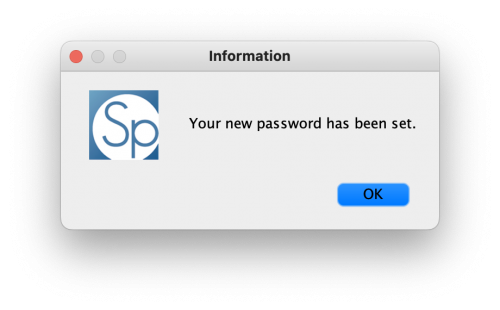 Password set confirmation popup