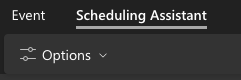 A screenshot showing the Scheduling Assistant butting in outlook for web