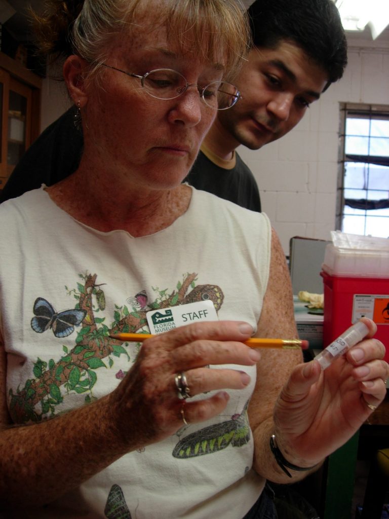 Person holding plastic vial with tissue samples