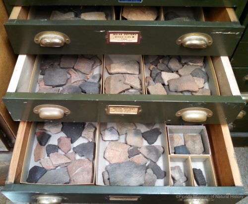 Drawers containing pottery sherds