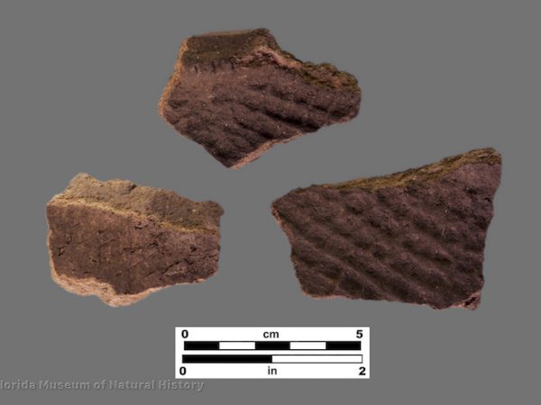 3 sherds with bold check stamping