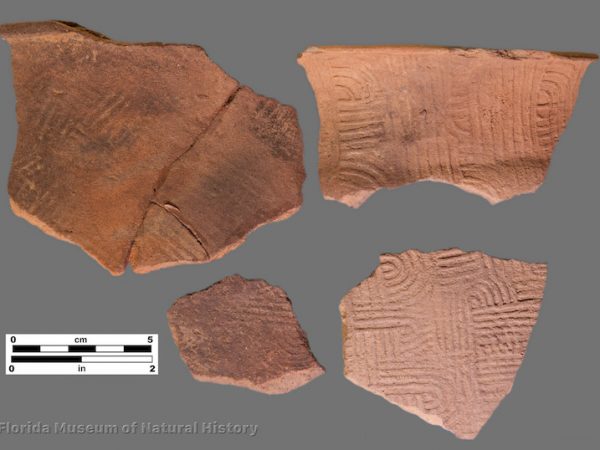 4 sherds with stamped filfot cross designs