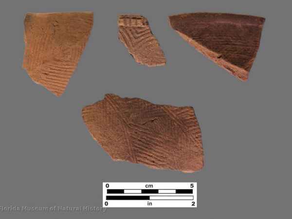 4 sherds with very fine complicated stamped decoration