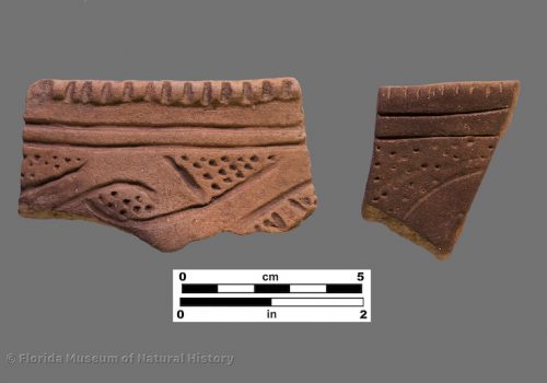 2 rim sherds with incising and zoned punctations