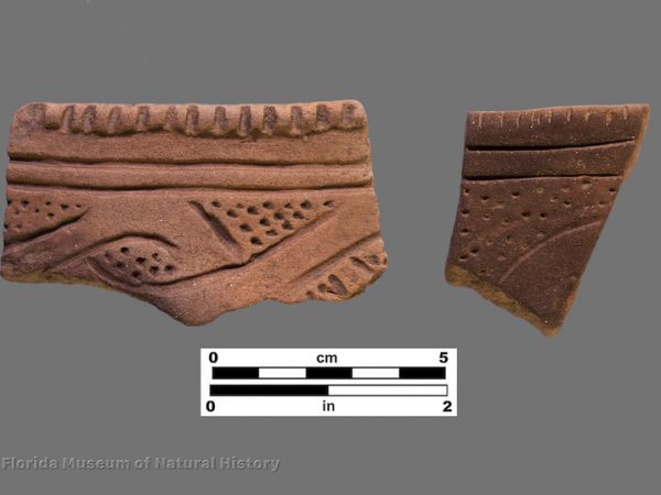 2 rim sherds with incising and zoned punctations