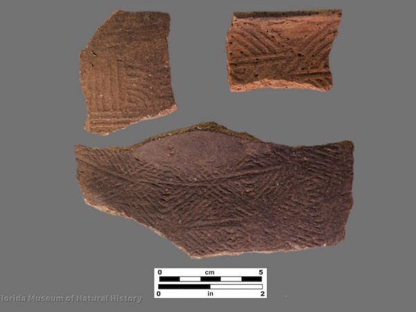 3 sherds with complicated stamping