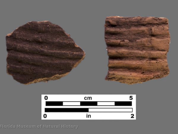 2 sherds with linear stamping