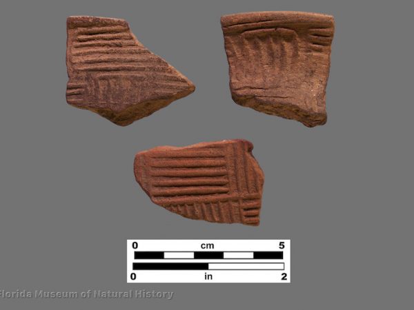 3 sherds with line block stamping