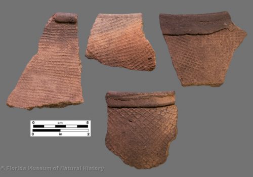 4 sherds with fine check stamping