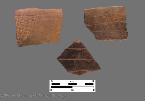 3 sherds with very fine line engraving