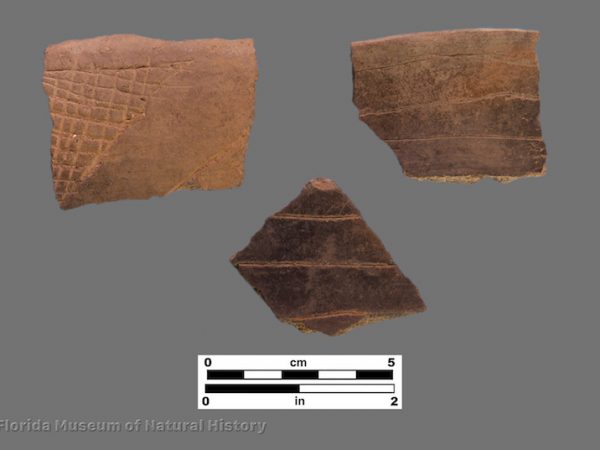 3 sherds with very fine line engraving