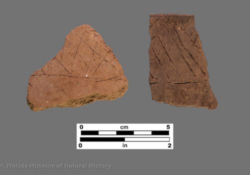 3 sherds with rough cross-hatching incisions