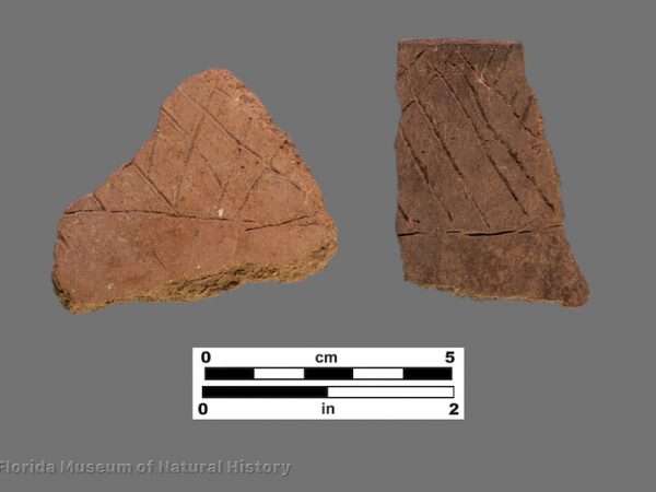 3 sherds with rough cross-hatching incisions