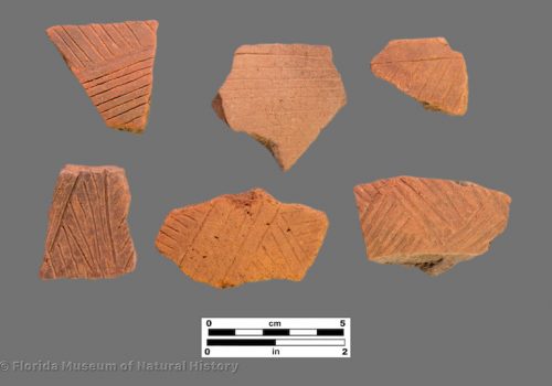 6 sherds with fine linear incising or engraving