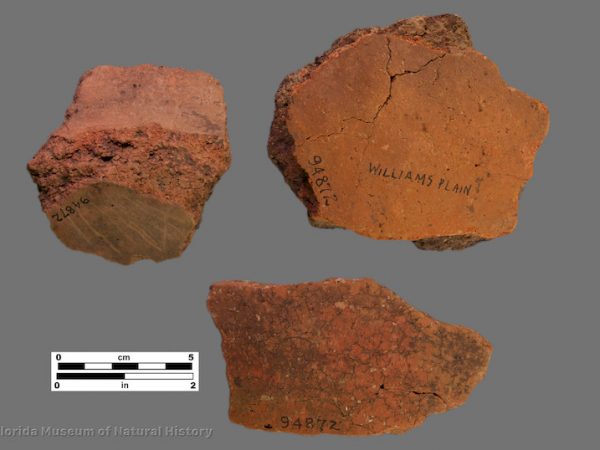 3 sherds of thick coarse pottery