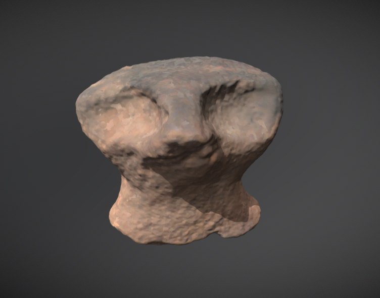 snapshot of 3D scanned bird head ceramic specimen